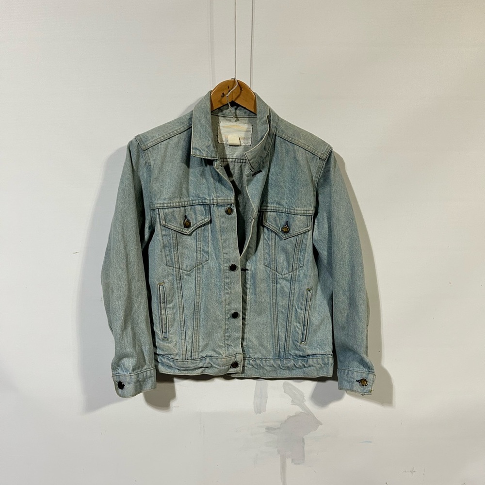 Vintage Light Blue Denim Military Field Jacket